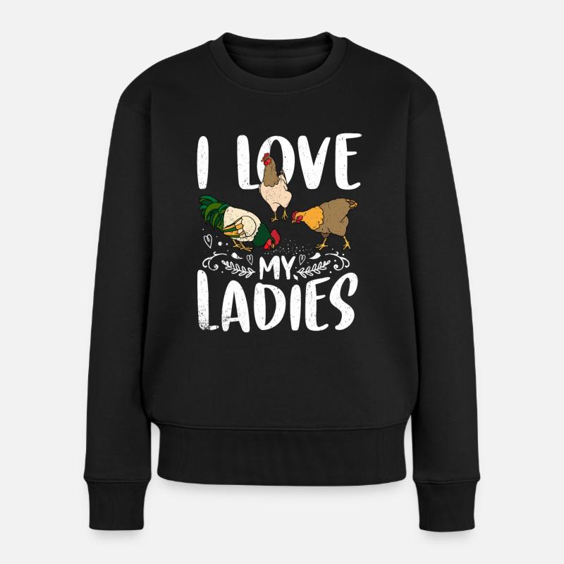 Huhn - Frauen Premium Bio Pullover - Schwarz