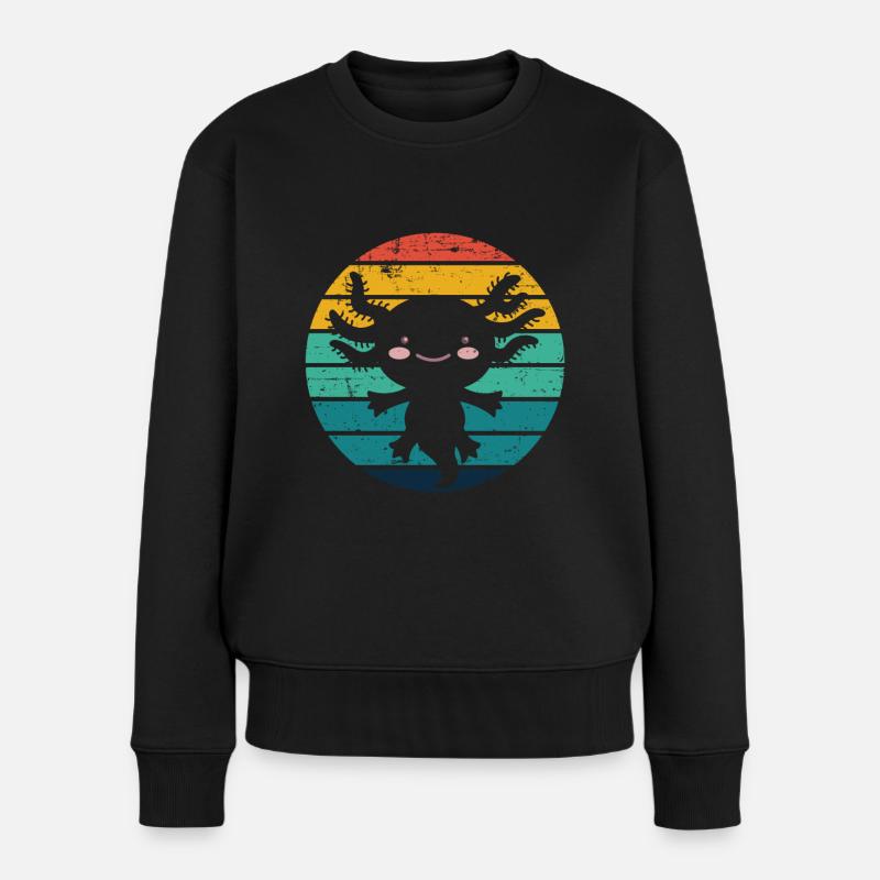 Axolotl Vintage Axolotl Animal - Frauen Premium Bio Pullover - Schwarz