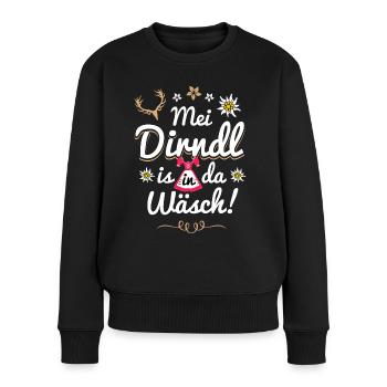 Mei Dirndl is in da Wäsch - Frauen Premium Bio Pullover - Schwarz - Vorne - Julia (174cm)