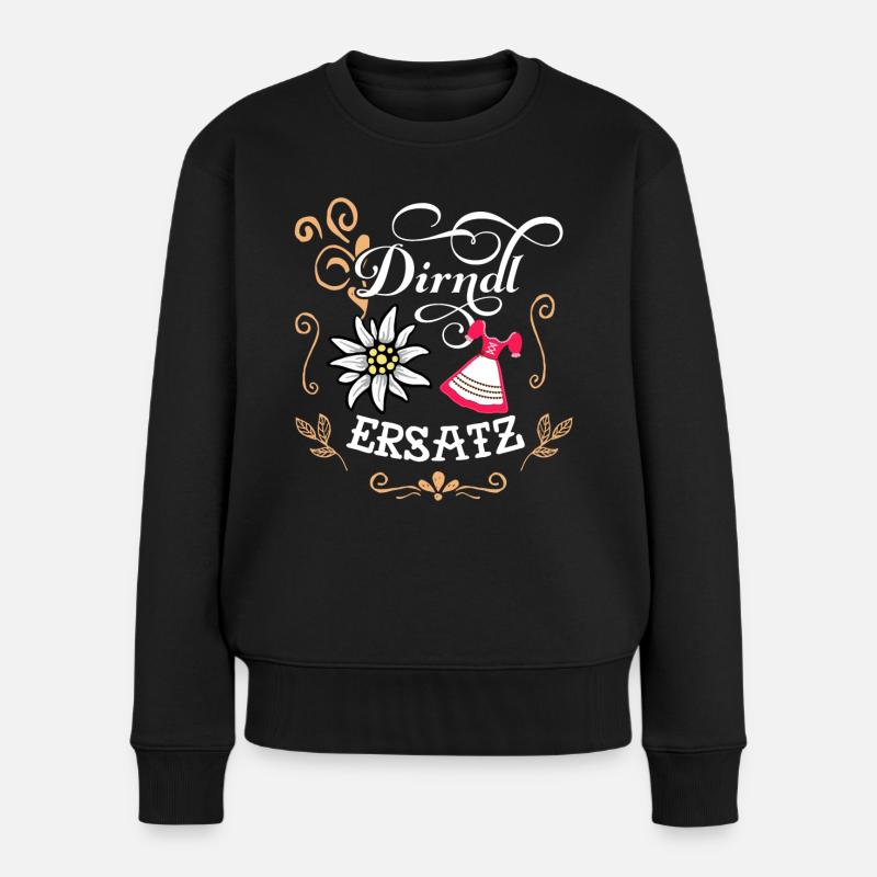 Ersatz Dirndl Damen Trachtenshirt Mädchen Tracht - Frauen Premium Bio Pullover - Schwarz