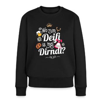 Damen Trachtenshirt Tracht Frauen Deifi Mei Dirndl - Frauen Premium Bio Pullover - Schwarz - Vorne - Julia (174cm)