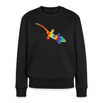 Crested Gecko Tie Dye - Frauen Premium Bio Pullover - Schwarz - Vorne - Julia (174cm)
