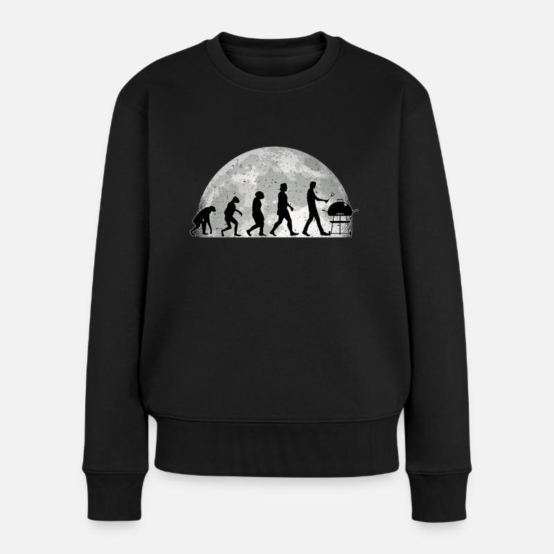 Grillen Evolution Mond Grillwurst Grill Grillen - Frauen Premium Bio Pullover - Schwarz