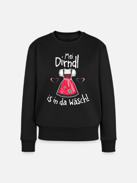Mei Dirndl is in da Wäsch - Frauen Premium Bio Pullover - Schwarz