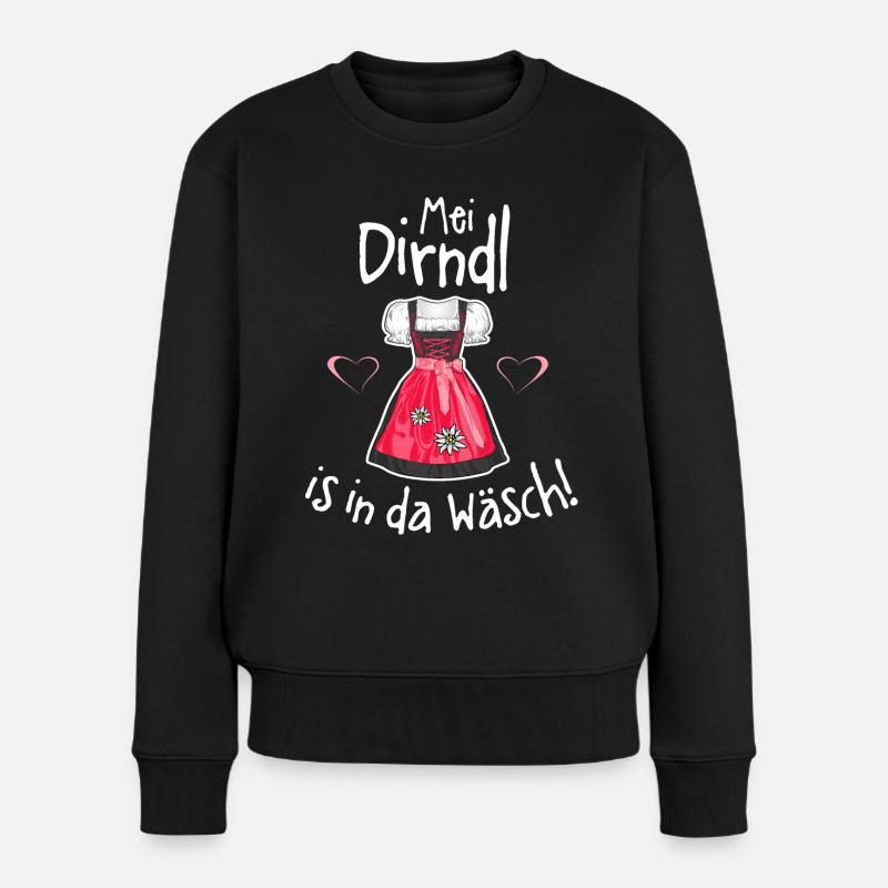 Mei Dirndl is in da Wäsch - Frauen Premium Bio Pullover - Schwarz