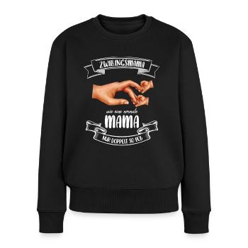 Zwillingsmama | Schwanger mit Zwillingen, Twin Mom - Frauen Premium Bio Pullover - Schwarz - Vorne - Julia (174cm)