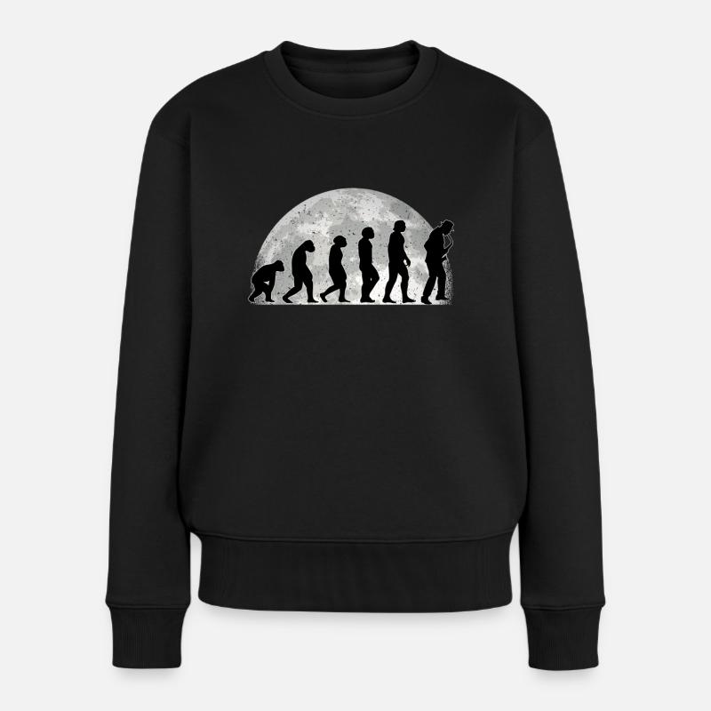 Saxophonist Evolution Mond Jazzmusik Saxophon - Frauen Premium Bio Pullover - Schwarz