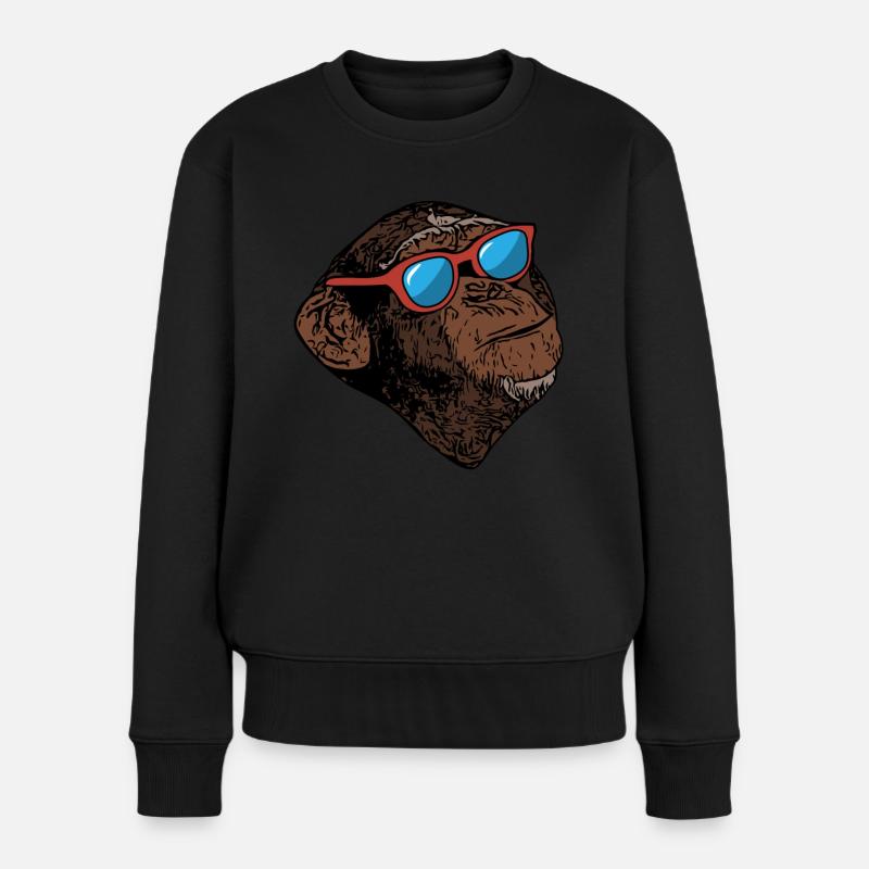 Affen Tiergesicht Affe Sonnenbrille Tier Motiv - Frauen Premium Bio Pullover - Schwarz