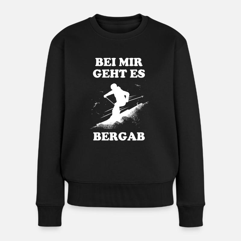 Ski Tshirt Apres Skispringen Winter Schnee Skilift - Frauen Premium Bio Pullover - Schwarz