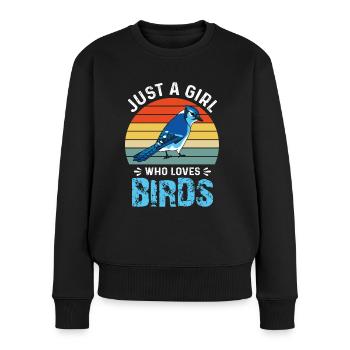 Vögel Beobachten Mädchen Vogel - Frauen Premium Bio Pullover - Schwarz - Vorne - Julia (174cm)
