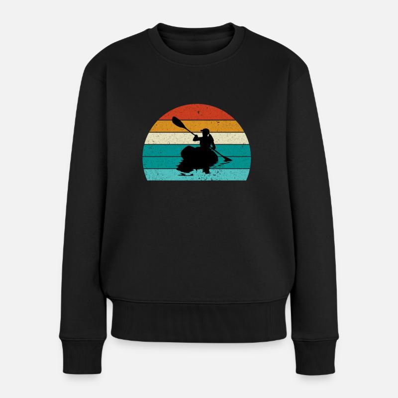 Whitewater Kayak Kayaking Retro Style Vintage Bunt - Frauen Premium Bio Pullover - Schwarz