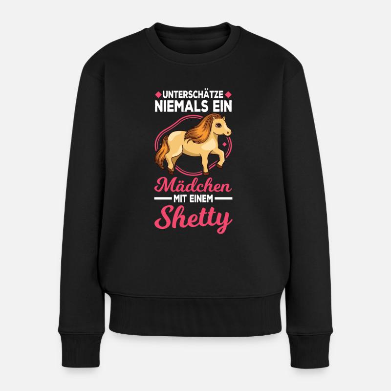 Shetland Pony Mädchen Shetty Mädel Reiterin - Frauen Premium Bio Pullover - Schwarz