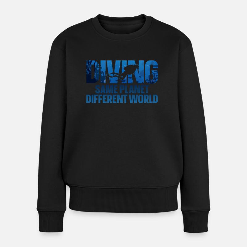 Scuba Diver Diving Same Planet - Frauen Premium Bio Pullover - Schwarz