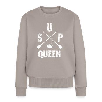 SUP Paddleboard Girl Vintage SUP - Frauen Premium Bio Pullover - Taupe - Vorne - Julia (174cm)