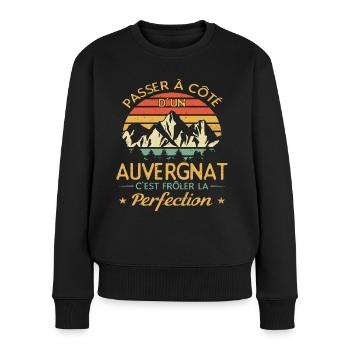 Auvergne Auvergnate Humour Auvergnat - Pull Premium bio Femme - noir - Devant - Julia (174cm)