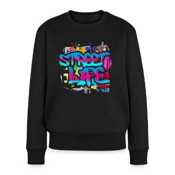 Graffiti Kunst - Frauen Premium Bio Pullover - Schwarz - Vorne - Julia (174cm)