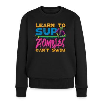 SUP Paddleboard Girl Halloween SUP - Frauen Premium Bio Pullover - Schwarz - Vorne - Julia (174cm)