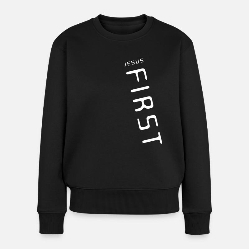Jesus Christus, Bibel, Bibelvers, Christ, Glaube - Frauen Premium Bio Pullover - Schwarz