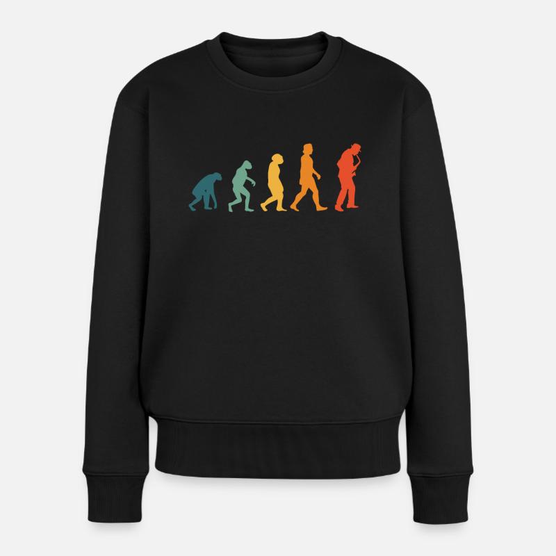 Saxophon Evolution Retro Saxophonist - Frauen Premium Bio Pullover - Schwarz