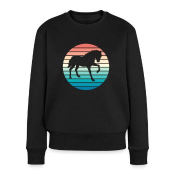 Pferd Retro Pferde Vintage Reiten Reiter - Frauen Premium Bio Pullover - Schwarz - Vorne - Julia (174cm)