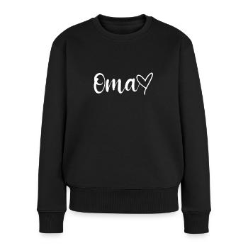 Oma Herz - Frauen Premium Bio Pullover - Schwarz - Vorne - Julia (174cm)