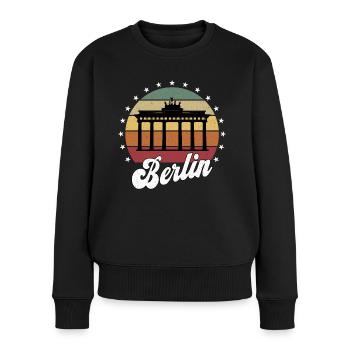 Berlin Deutschland Hauptstadt Souvenir Retro Shirt - Frauen Premium Bio Pullover - Schwarz - Vorne - Julia (174cm)