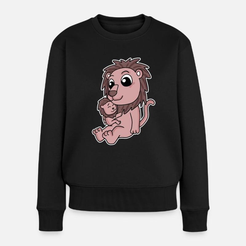 Löwe Familie - Löwe mit Baby - Löwe - Frauen Premium Bio Pullover - Schwarz