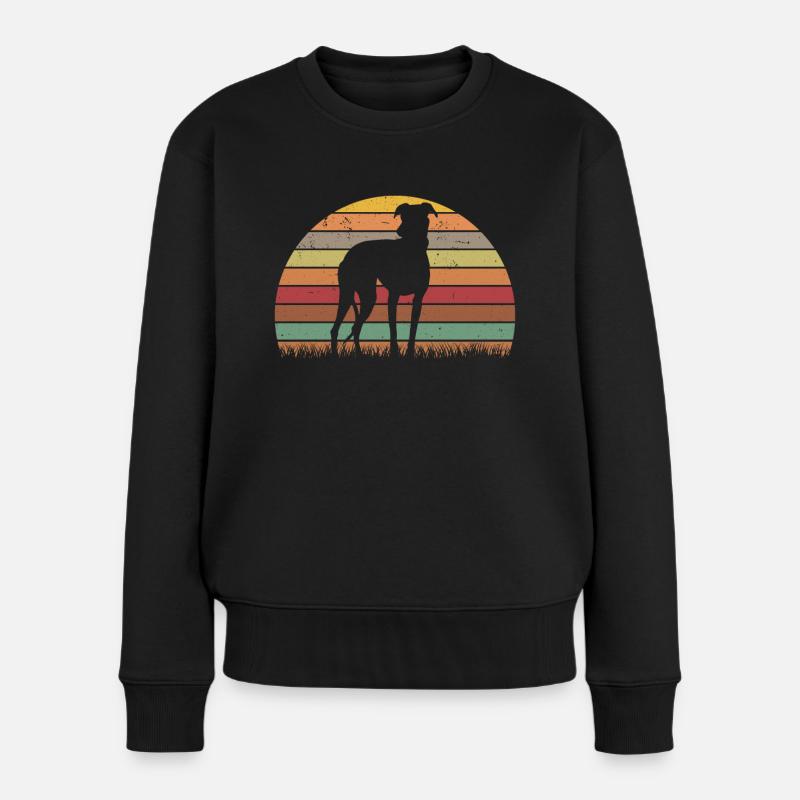 Greyhound Retro Britischer Windhund Vintage - Frauen Premium Bio Pullover - Schwarz