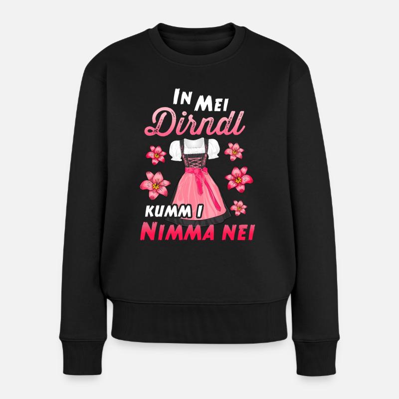 In mei Dirndl kumm i nimma nei Outfit - Frauen Premium Bio Pullover - Schwarz