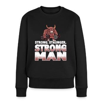Strongman stronger gym sport fitness bodybuilding - Pull Premium bio Femme - noir - Devant - Julia (174cm)