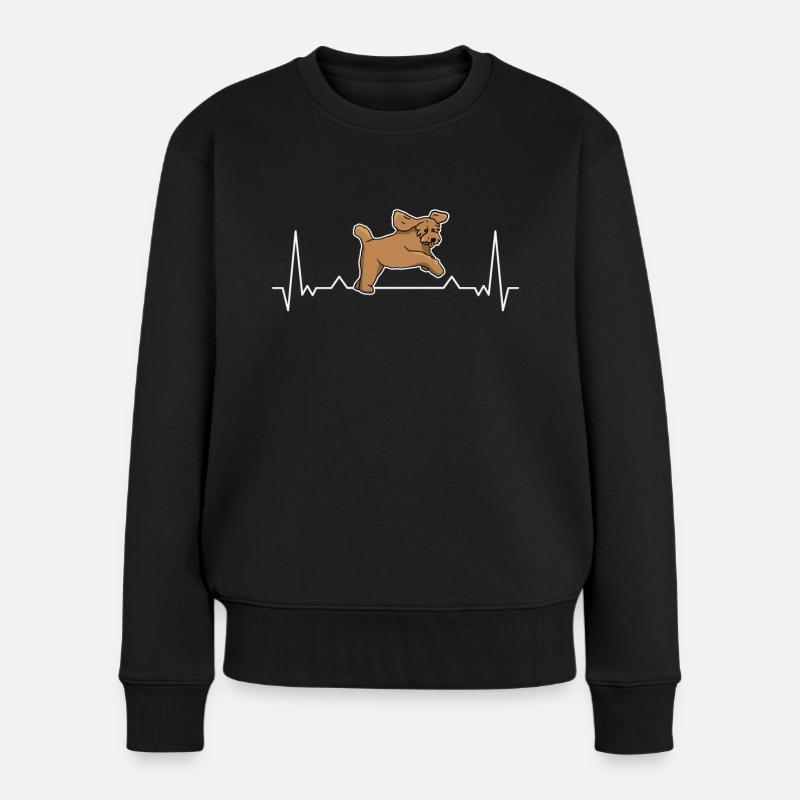 Labradoodle Herzschlag Goldendoodle Geschenk - Frauen Premium Bio Pullover - Schwarz