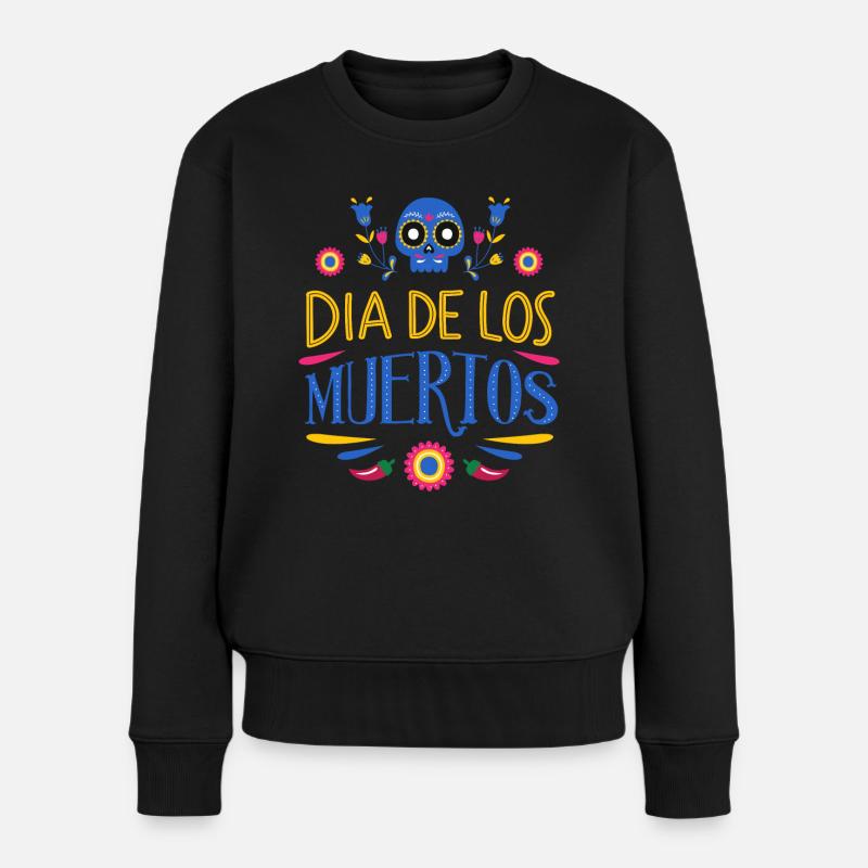 Dia de los Muertos - Frauen Premium Bio Pullover - Schwarz