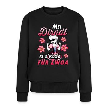 Mei Dirndl is z kloa für Zwoa Damen Trachten Shirt - Frauen Premium Bio Pullover - Schwarz - Vorne - Julia (174cm)