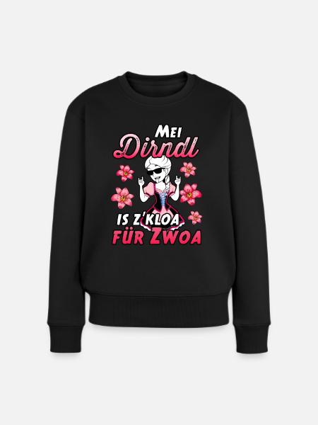 Mei Dirndl is z kloa für Zwoa Damen Trachten Shirt - Frauen Premium Bio Pullover - Schwarz