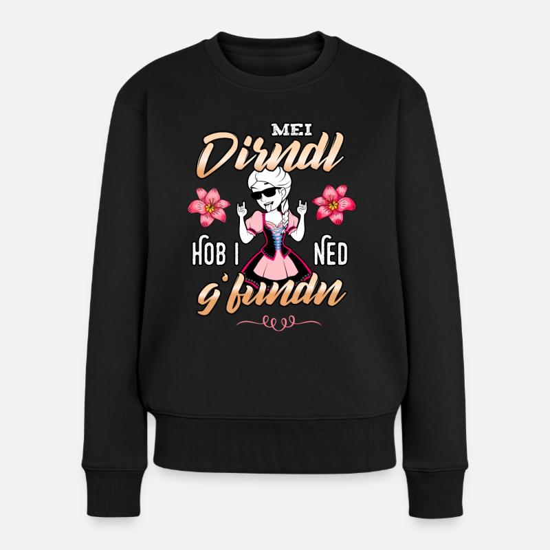 Mei Dirndl hob i ned g'fundn Trachtenshirt Damen - Frauen Premium Bio Pullover - Schwarz
