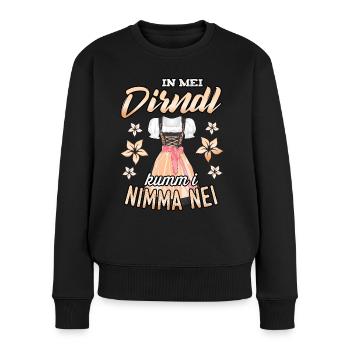 In mei Dirndl kumm i nimma nei Trachtenshirt Damen - Frauen Premium Bio Pullover - Schwarz - Vorne - Julia (174cm)