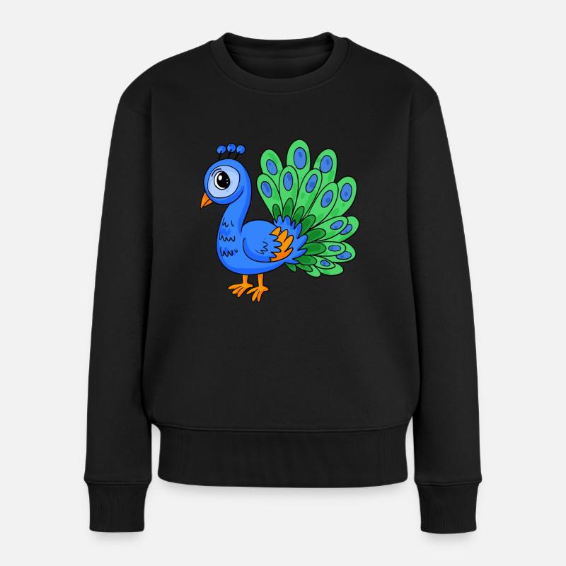 Pfau Vogel - Frauen Premium Bio Pullover - Schwarz