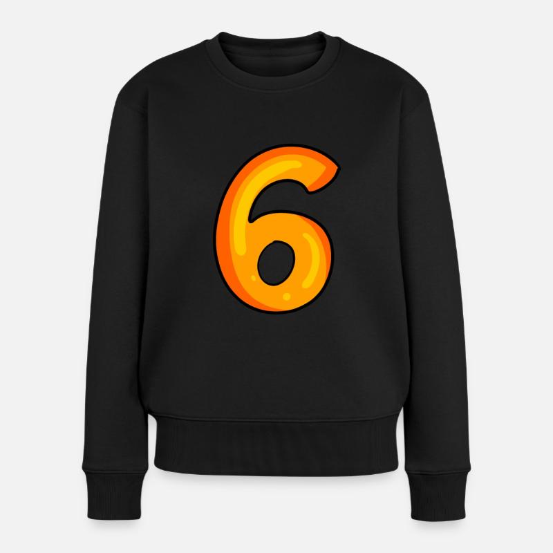 Zahl 6 - Frauen Premium Bio Pullover - Schwarz