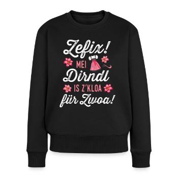 Mei Dirndl is z kloa für Zwoa Tracht Schwangere - Frauen Premium Bio Pullover - Schwarz - Vorne - Julia (174cm)