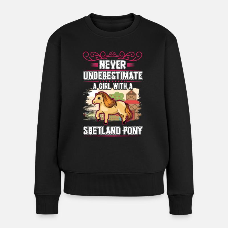 Shetlandpony Mädchen Shetty Shetland-Pony - Frauen Premium Bio Pullover - Schwarz