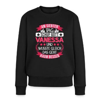 Vanessa Name Vorname Namenstag Namensgeschenk - Frauen Premium Bio Pullover - Schwarz - Vorne - Julia (174cm)