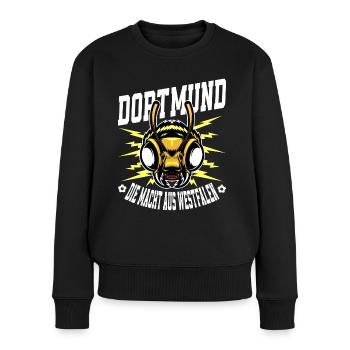 Dortmund Macht Westfalen Fußball Fan Geschenkidee - Frauen Premium Bio Pullover - Schwarz - Vorne - Julia (174cm)