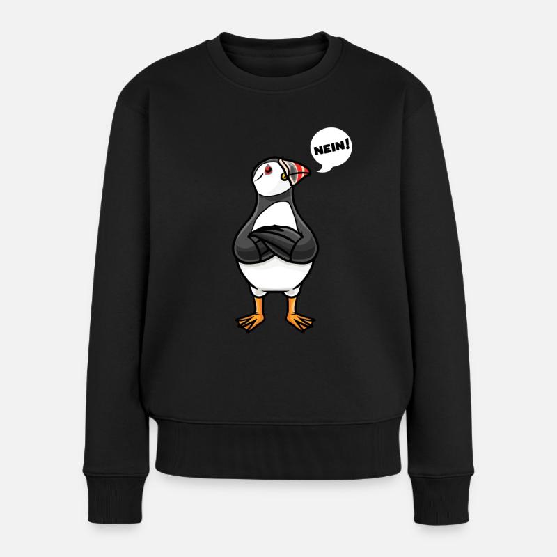 Sturer Papageitaucher Puffin Ornithologe - Frauen Premium Bio Pullover - Schwarz