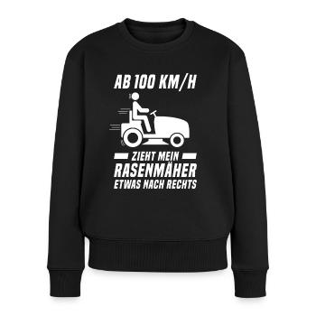 Rasentraktor Rasenmäher Aufsitzmäher Spruch lustig - Frauen Premium Bio Pullover - Schwarz - Vorne - Julia (174cm)