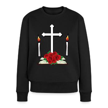 Tod Beerdigung Jenseits Okkult Kreuz Altar Ende - Frauen Premium Bio Pullover - Schwarz - Vorne - Julia (174cm)
