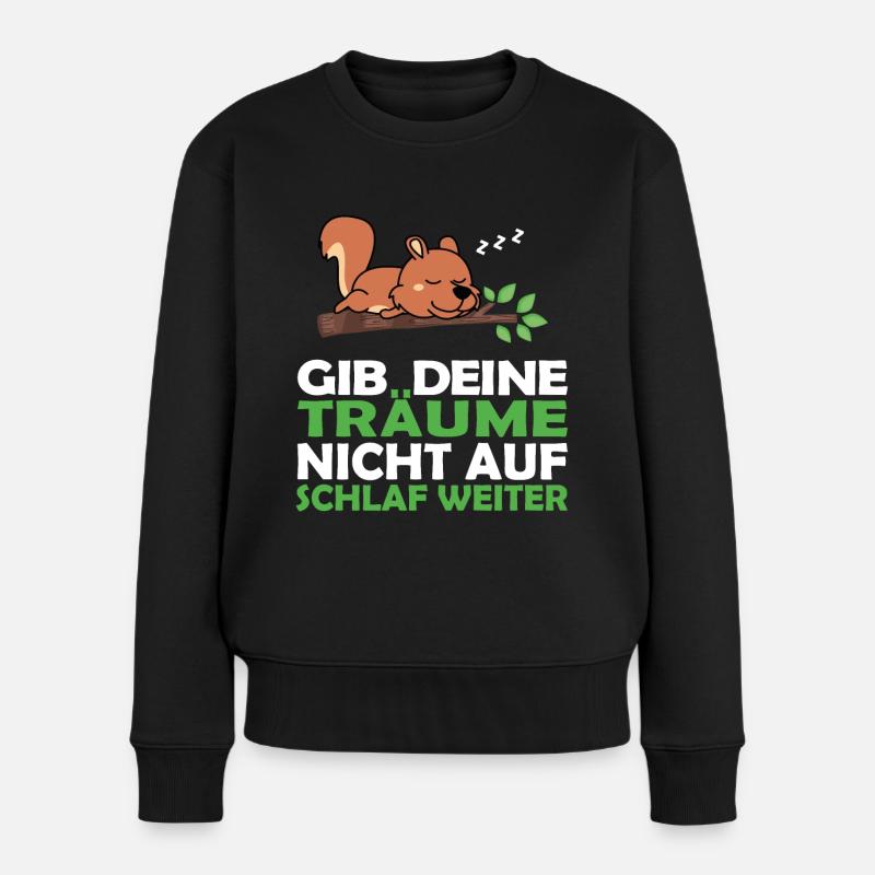 Schlafshirt Pyjama Schlafanzug Eichhörnchen - Frauen Premium Bio Pullover - Schwarz
