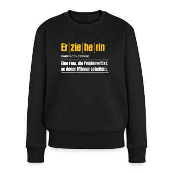 Erzieherin Kindergärtnerin Tagesmutter Kita - Frauen Premium Bio Pullover - Schwarz - Vorne - Julia (174cm)