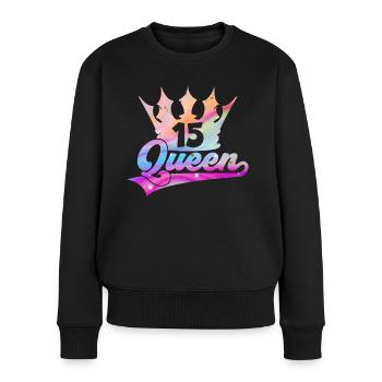 15ÈME ANNIVERSAIRE FILLE REINE PRINCESSE - Pull Premium bio Femme - noir - Devant - Julia (174cm)