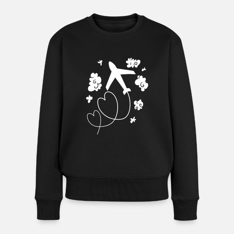 Flugzeug - Frauen Premium Bio Pullover - Schwarz