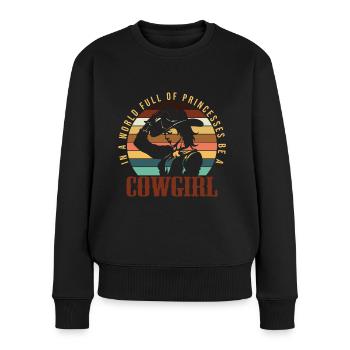 Cowgirls Pferd Pferde Westernreiten Geschenk - Frauen Premium Bio Pullover - Schwarz - Vorne - Julia (174cm)